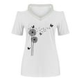 thumbnail image 5 of Women's Summer Tops V Neck Cold Shoulder Sequin Short Sleeve Shirts Summer Casual Flower Printed Loose Blouses (XL, White 1), 5 of 5