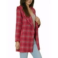 thumbnail image 4 of INSPIRE CHIC Women's Plaid Shawl Collar Belted Wrap Winter Coat L Red, 4 of 7