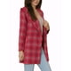 thumbnail image 4 of Abrigo de invierno con cinturón y cuello de chal de cuadros para mujer Inspire Chic L rojo, 4 of 7