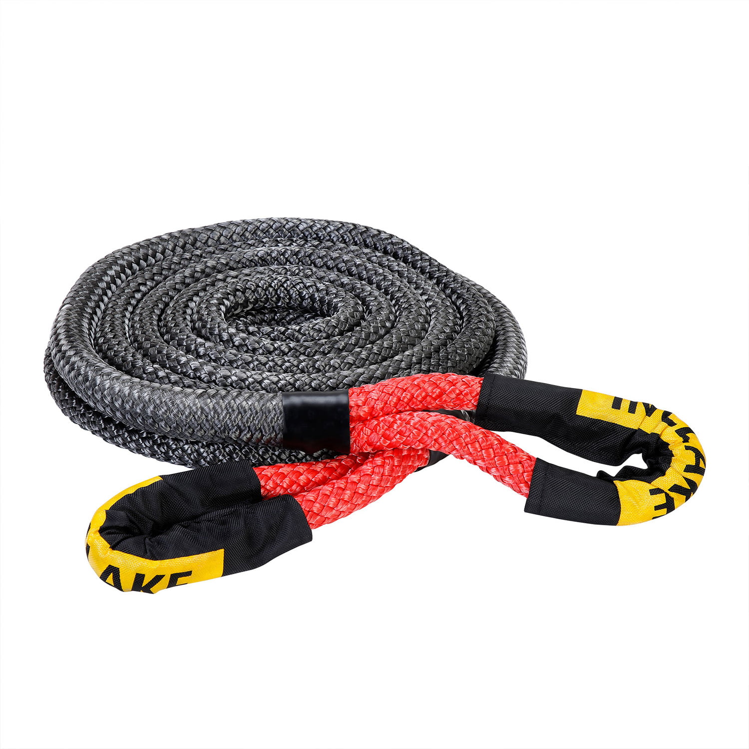1.3 x 30ft （30000 LBs） Emergency Off-Road Recovery Strap Heavy Duty Nylon Braided Rope with Red Reinforced Loops and Protective Sleeve for Truck ATV/UTV-Black INCLAKE-GJ-9MTS-41001 Kinetic Tow Rope 