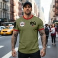 thumbnail image 5 of 250 Anniversary USA Shirt Mens Crewneck Pullover Tops Men's Tshirts Shirts Short Sleeve T Shirts America Crew Neck Tee USA 250th Anniversary Mens Tops Army Green L, 5 of 5