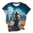 thumbnail image 6 of Ichuanyi Halloween Printed Shirts for Women Funny Graphic Round Neck Short Sleeved T-Shirts Novelty Horror Tee Casual Athletic Tops, 6 of 7