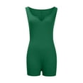 thumbnail image 4 of Women's Summer Ribbed Sleeveless V Neck Tank Top Romper One Piece Yoga Workout Bodysuits Shorts Jumpsuit Clubwear, 4 of 6