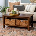 thumbnail image 4 of 40" Wood Storage Coffee Table with Totes - Dark Walnut, 4 of 6