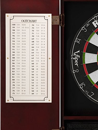 Viper Metropolitan Solid Wood Cabinet & Sisal/Bristle Dartboard Ready-to-Play Bundle: Premium Set (Razorback Dartboard and Darts), Mahogany Finish