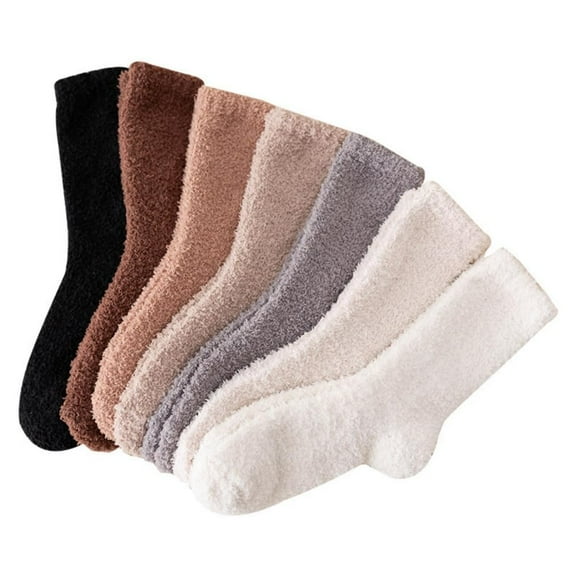Fuzzy Socks for Women, 7 Pairs, Women's Slipper Socks of Coral Fleece, Women Fuzzy Slipper Socks, Super Soft, Cozy, Fluffy, Winter, Warm Sleeping