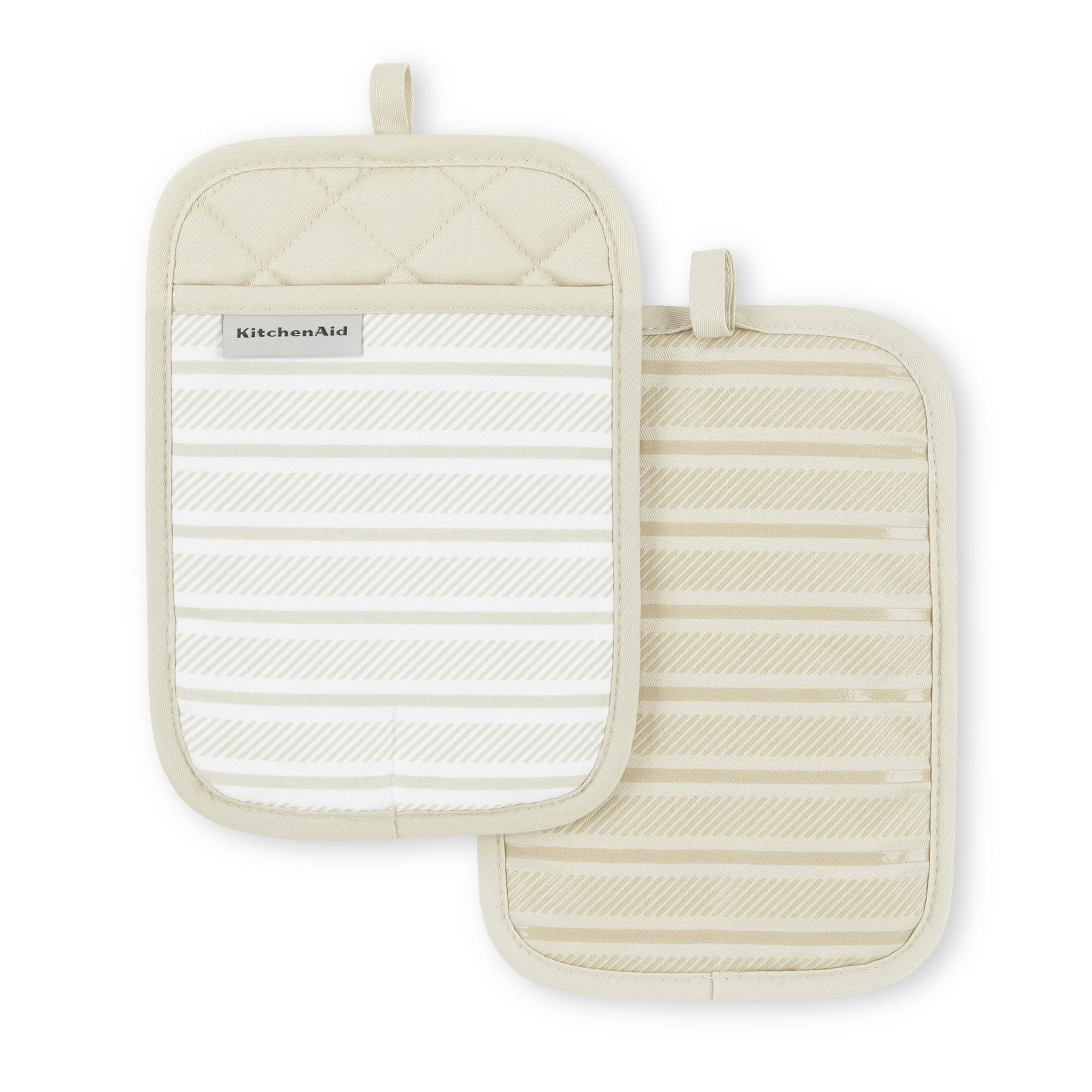KitchenAid Albany Pot Holder 2-Pack Set, Milkshake Tan, 7"x10"