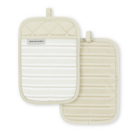KitchenAid Albany Pot Holder 2-Pack Set, Milkshake, 7"x10"