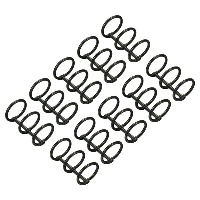 Unique Bargains 0.79' Dia. 3 Circle Detachable Metal Binder Rings Loose Leaf Rings, Black 10 Pack