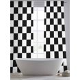 thumbnail image 5 of Black And White Color Blocks Sheer Curtains 2 Panels Set Plaid Abstract Modern Sheer Window Curtains Light Filtering Rod Pocket Voile Drapes for Bedroom Living Room 52"X84", 5 of 8