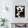 thumbnail image 3 of Nawypu  Wall Decorations for Living Room Red Lipped Smoking Woman Pictures Canvas Sexy Girl Smoking A Cigar Wall Art Modern Artwork Home Decor Giclee Framed Ready to Hang, 3 of 4