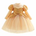 thumbnail image 1 of Vestido de lentejuelas de otoño para niñas, vestido de princesa de manga larga con lazo para niños, Vestidos de fiesta de cumpleaños de boda, disfraz de Año Nuevo 6-7T(130) Gao Jinjia LED, 1 of 2