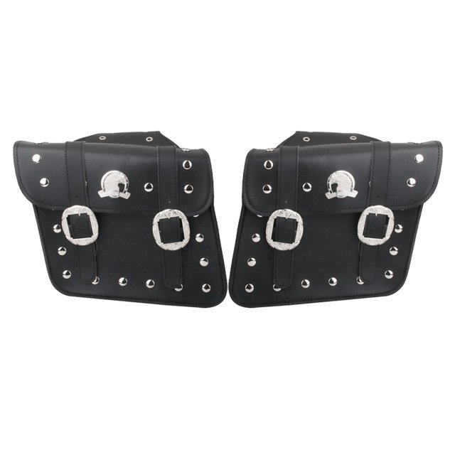 Bolsa de sillín de motocicleta de cuero negro fresco de 2 piezas Bolsa de equipaje Bolsa de sillín Soledad Bolsa de sillín