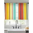 thumbnail image 2 of Colorful Stripes Sheer Curtains 45 Inch Long 2 Panels, Lines Traditional Art Farmhouse Light Filtering Rod Pocket Semi Sheer Curtains, Sheer Voile Drapes for Living Room Bedroom, 52"x45", 2 of 5