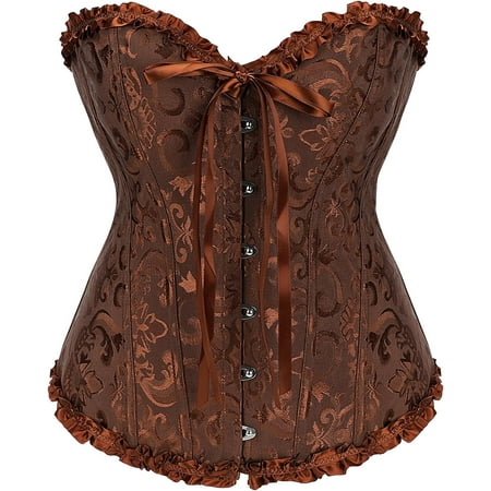 XIATIAN Women s Bustier Corset Lace Up Boned Overbust Bustier Lingerie Top
