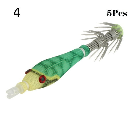 5Pcs/Pack Hot Sale 3.3g 60mm Angling Supplies Fishing Accessories Fishhooks Squid Hooks Soft Lure Jig Artificial Baits 4(5PCS)