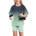 thumbnail image 3 of ZACPNCV Girls Short Sleeve T Shirt with Biker Shorts Set 2 Piece Summer Outfits Green 12-13 Years, 3 of 8