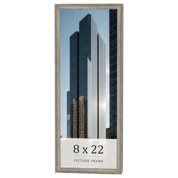 8x22 Frame Grey Solid Wood Picture Frame Width 1 Inches | Interior Frame Depth 0.5 Inches |