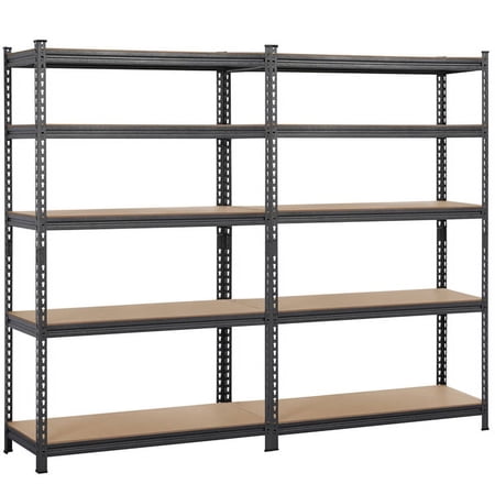 SmileMart 88" x 18" x 73.5" Metal 5-Tier Adjustable Boltless Storage Rack, Black