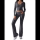 thumbnail image 1 of Conjunto Deportivo de 2 Piezas para Mujer, Camiseta de Larga, Pantalones Acampanados con Solapa, Chándal Informal, Gris Oscuro, Talla S, 1 of 8