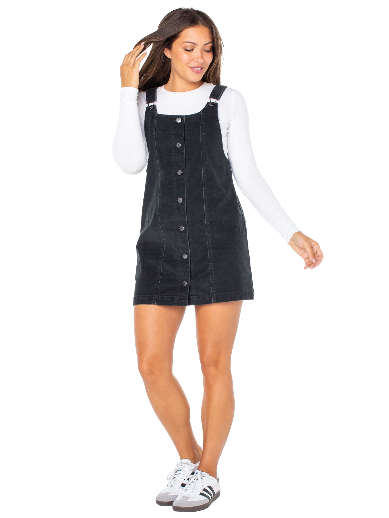 Celebrity Pink Women's and Women's Plus Corduroy Pinafore Mini Dress, Sizes XS-4X