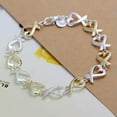 thumbnail image 6 of QQTDFG Classical 925Sterling Silver Sideways Beads 3-1 Chain Women Men Bracelet 8inch-Hollow Heart-H105, 6 of 8