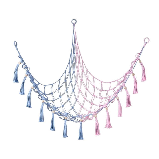 Hamaca de juguete, hamaca triangular de animales de peluche, organizador colgante de red para mascotas Macrame Boho Cuddly Toy Net juguetes de peluche Azul Baoblaze Hamaca de juguetes
