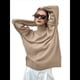 thumbnail image 3 of Suéter de Larga y Cuello Alto para Mujer, Estilo Informal, Holgado, de Punto Grueso, para Otoño e Invierno. Caqui L, 3 of 10