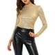 thumbnail image 1 of INSPIRAR CHIC Blusa de Mujer de Manga Larga Brillante con Purpurina Metálica Dorada, 1 of 6