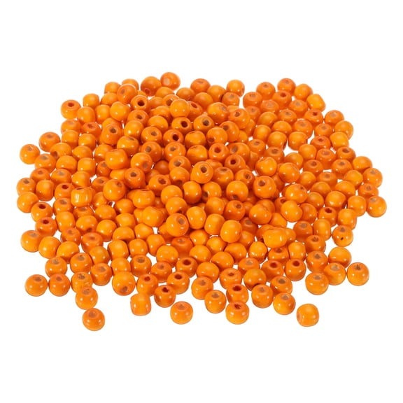 750 Pack Wood Beads, 9mm Colorful Round Wooden Beads Loose Beads, Orange
