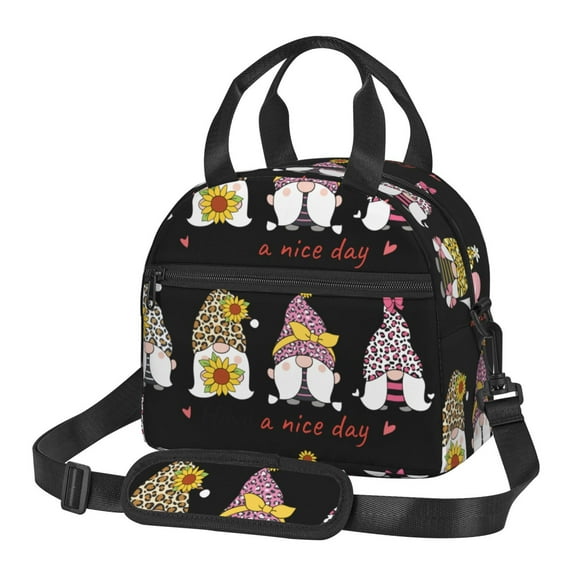 Uemuo Have a Nice Day Printed Lunch Bag Lunch Box Reusable Insulated Lunch Tote Bag, Leakproof Thermal Cooler Sack Food Handbags Case High Capacity