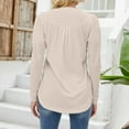 thumbnail image 4 of Holzkary Women's Puff Long Sleeve Tops Pleated V Neck T Shirts Tunic Blouses Womens V Neck Tops Puff Long Sleeve T Shirt Pleated Printed Blouse Shirts Beige S, 4 of 9