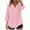 Pink, variant on HomeDM Women's Button Down V Neck T-Shirts, Summer 3/4 Sleeve Tops Loose Fit Solid Color Basic Tee - Light Blue/L