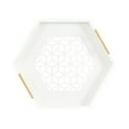 thumbnail image 5 of Kate and Laurel Caspen  Cut Out Pattern Decorative Hexagon Tray with Gold Metal Handles, 16 x 18, White and Gold, Modern Glam Serving Tray with Handles for Living Room Decor, 5 of 9
