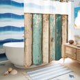 thumbnail image 5 of No Hook Shower Curtain, Farmhouse Teal Brown Shower Curtains for Bathroom with See Through Top Window, Vintage Retro Ombre Wooden Waterproof & Washable Bath Curtain Stall 48"x72", 5 of 9