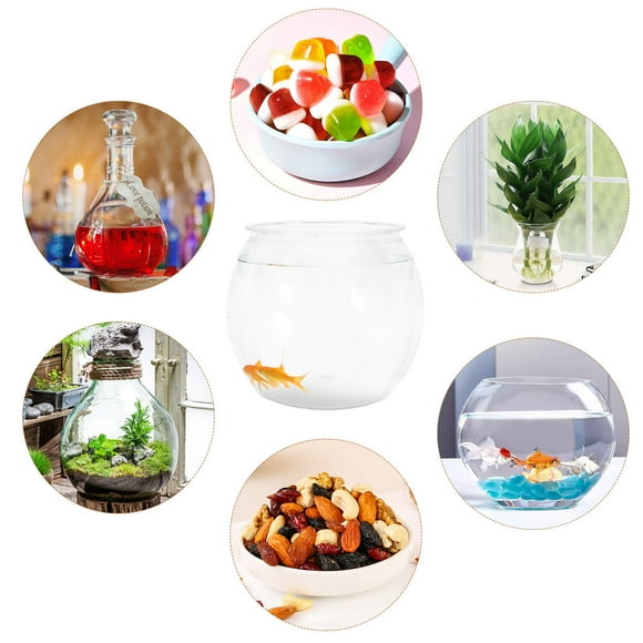 TEHAUX Betta Fish Tank Aquarium Transparent for Pet Owners in Office 1Set