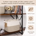 thumbnail image 5 of Woven Cotton Rope Storage Basket with Handles for Organizing Dog Toys, Books, and More - Stylish Square Decorative Basket, 13x10x9 Inches, Brown and White, 5 of 7