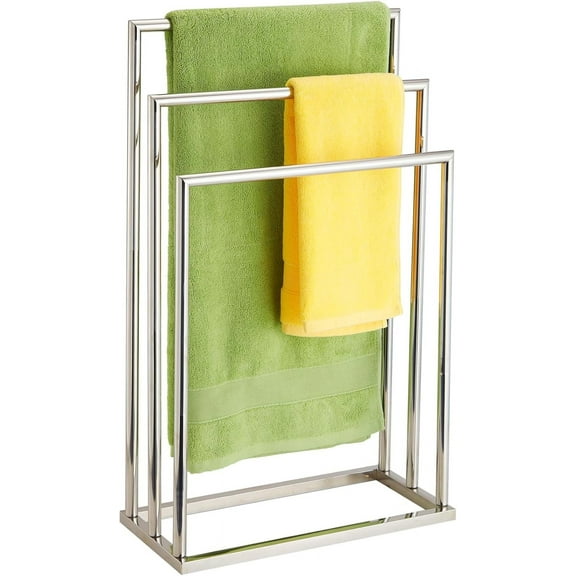 Free Standing Towel Racks for Bathroom, 3 Tier Stainless Steel Bathroom Towel Rack, Towel Drying Rack Stand for Outdoor Poolside, Blanket Holder, Chrome.