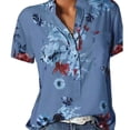thumbnail image 1 of Blusa de manga corta con bolsillo y estampado para mujer, 1 of 5