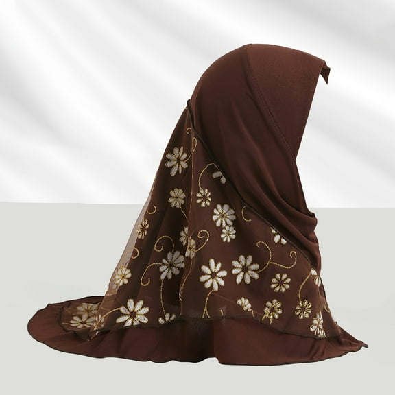 HuangHuanChen Cheers US Girls/Children Hijab Scarf Headscarf Wrap Muslim Amira Coffee