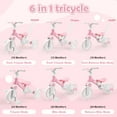 thumbnail image 4 of 5 in 1 Tricycle for Toddlers 1-3, Toddler Balance Bike with Parent Steering Push Handle, Kids Trike Baby Toys for 1 2 3 Year Old Boys Girls, Training Birthday Gift & Toys, Pink, 4 of 9