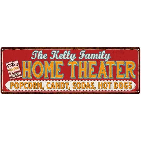 The KELLY Family Home Theater Sign Gift 6x18 Metal Movies Decor 106180100069