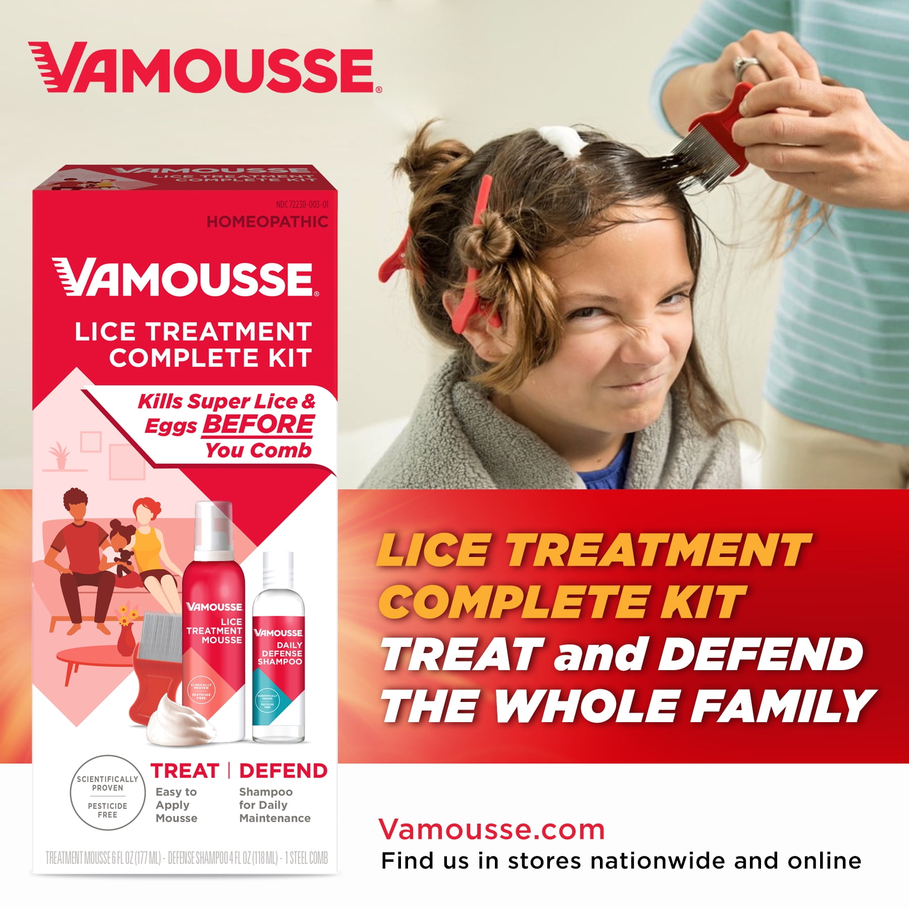 Vamousse Lice Defense Daily Shampoo, Super Lice Killing and Prevention, 10  fl. oz. 