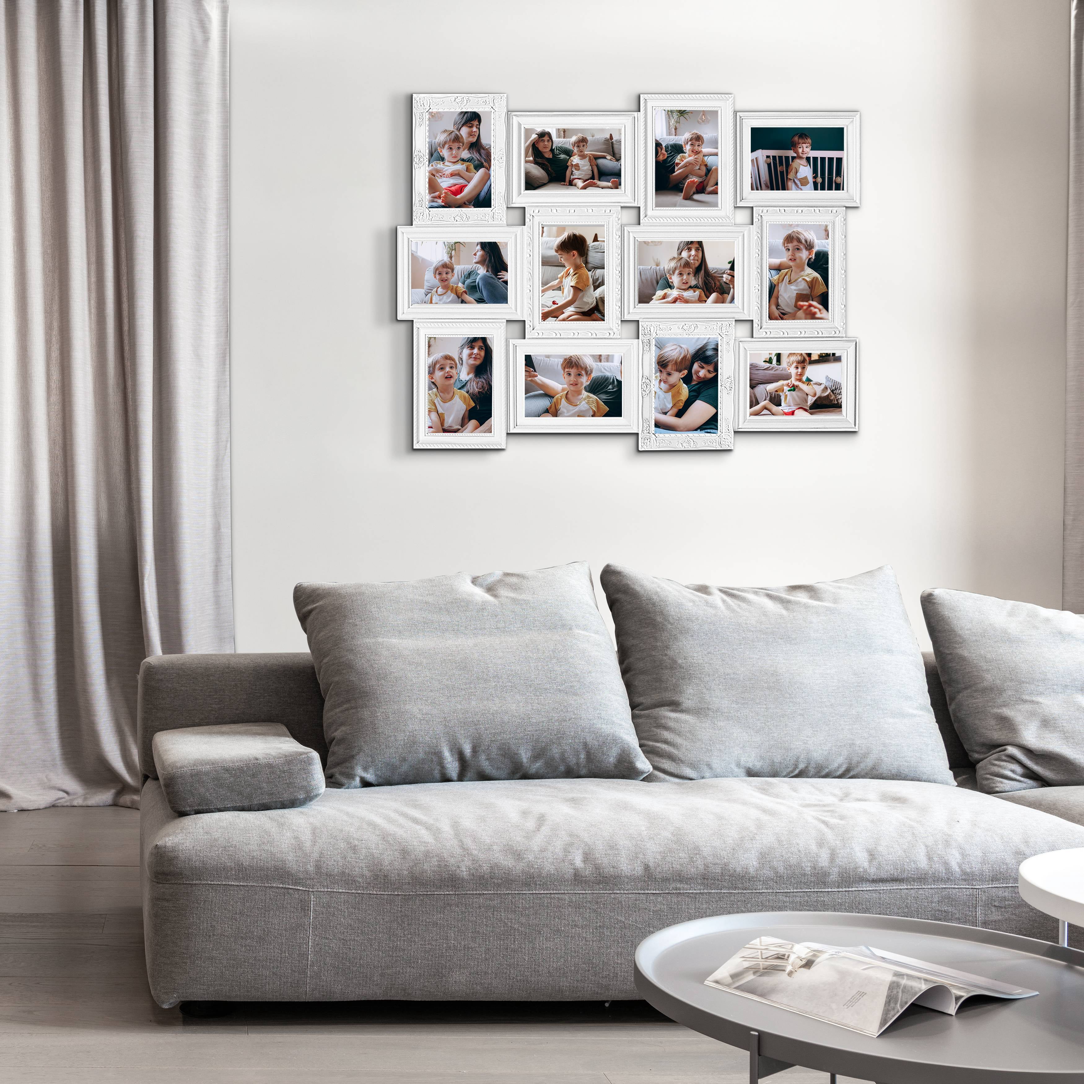 12 Opening Collage Photo Frame 6" x 4" Gallery Wall Hanging Picture Frame  White
