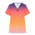 thumbnail image 4 of Scyoekwg Womens Short Sleeve Shirts Ladies Tops Gradient Color Graphic Tee V-Neck Zipper Tunic Shirts Casual Comfy Summer Loose Blouses (Multicolor,XL), 4 of 5