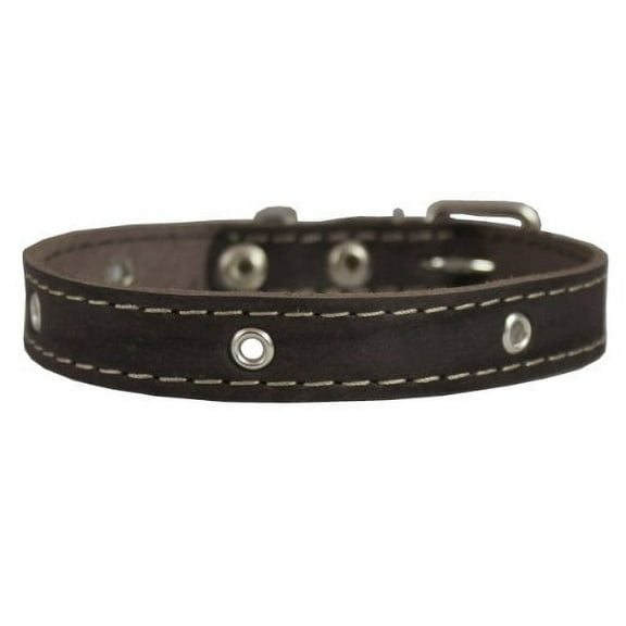 Real Leather Studded Dog Collar 15"x5/8" Brown Fits 10.5"-13.5" Neck
