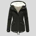 thumbnail image 2 of Jackets for Women Trendy Plus Size Lapel Long Sleeve Vintage Quilted Thicken Hooded Fall Winter Womens Coats,Black,S, 2 of 9