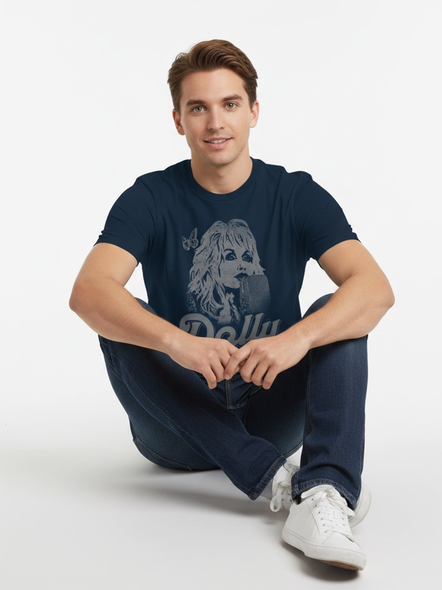 Dolly Parton Men’s Graphic Short Sleeve Tee, Microphone, Sizes S–3XL
