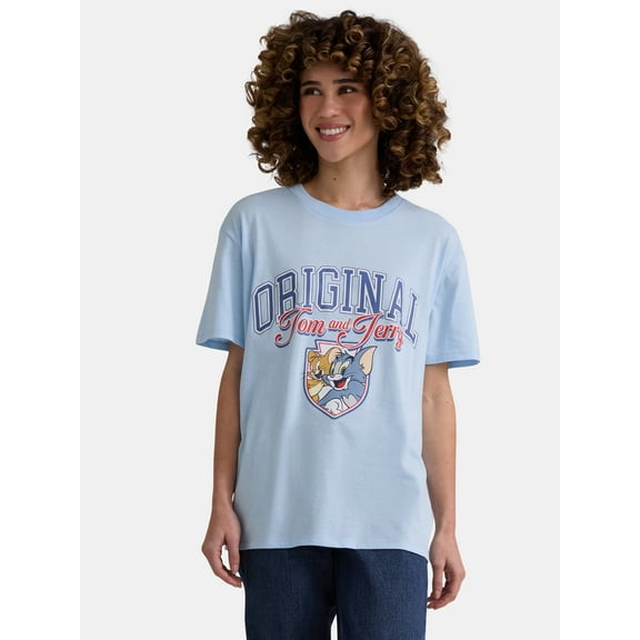 Tom and Jerry Women’s Graphic Tee with Short Sleeves, Sizes XXS-XXL