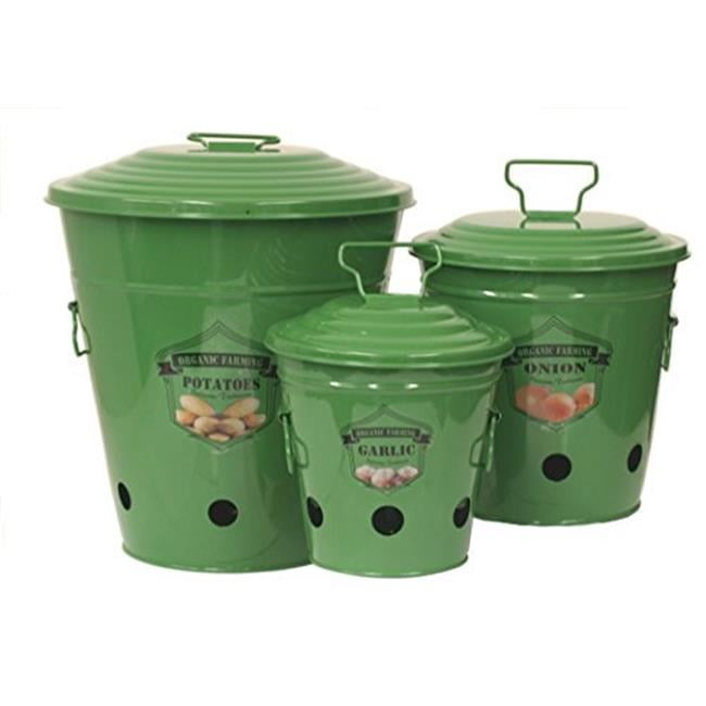 Houston International Trading 6516e S 3 Sa Enameled Galvanized Kitchen Storage Containers 44 Sage Walmart Com Walmart Com